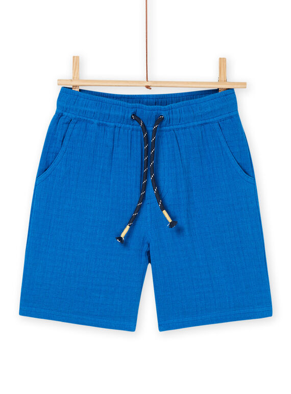 Bermudas azul-inglês em gaze de algodão ROBALBER1 / 23S902W3BER702