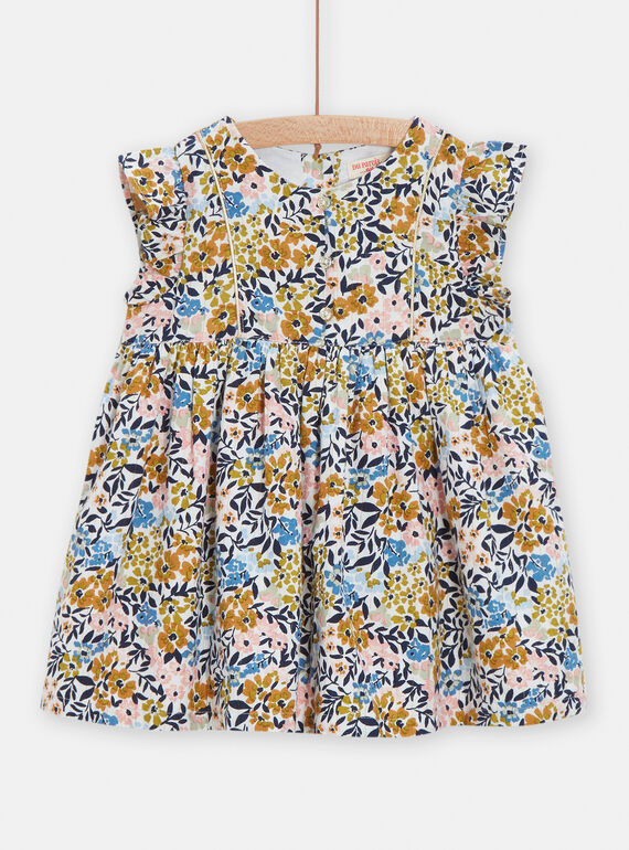 Vestido cru com estampado floral para bebé menina VIGAROB2 / 24WG0911ROB001