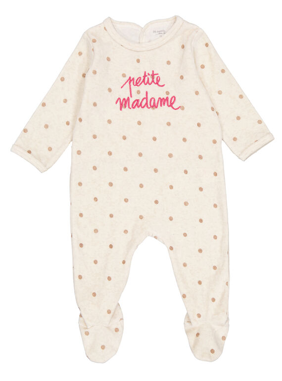 Babygro cru mesclado em veludo menina GEFIGREANI / 19WH13N5GREA011