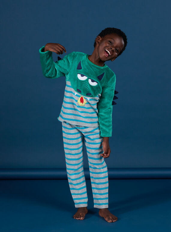 Pijama T-shirt e calças em veludo com estampado de dragão PEGOPYJDRA / 22WH1239PYJ600