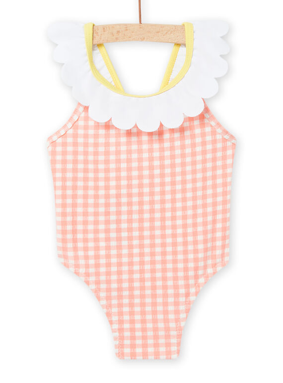 Fato de banho coral com estampado aos quadrados bebé menina NYIMER1 / 22SI09L1MAI404