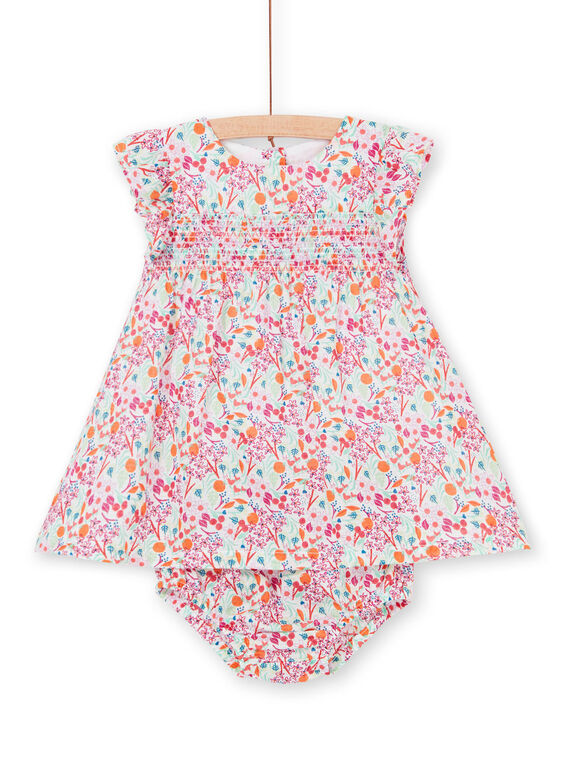 Vestido e bloomer rosa e laranja estampado florido bebé menina LIVIROB2 / 21SG09U2ROB000