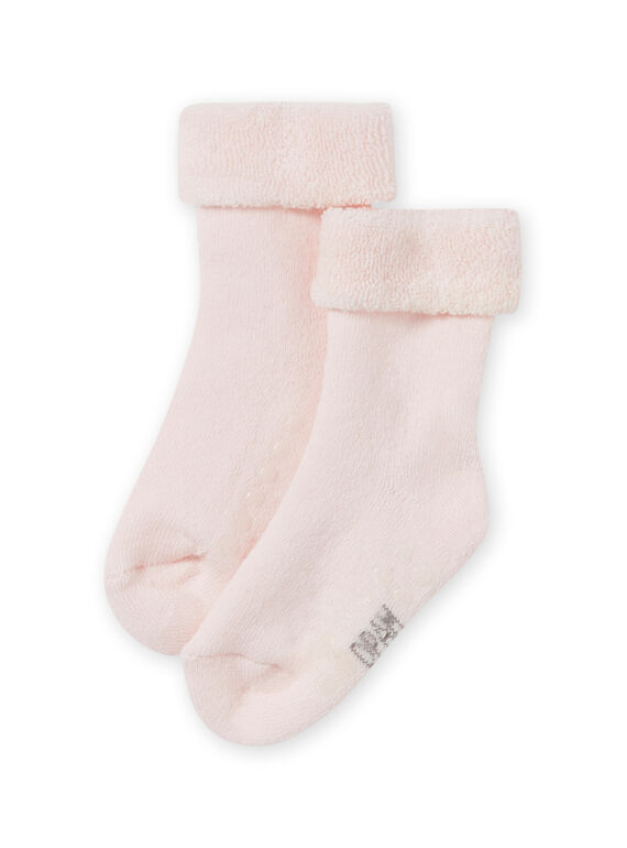 Meias lisas rosa malha bouclette bebé menina MYIESSOQB2 / 21WI09EASOQD310