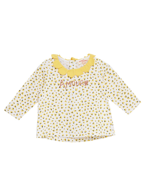 T-shirt mangas compridas estampado com gola bebé menina JITROBRA / 20SG09F1BRA000