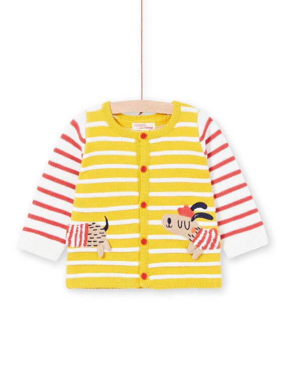 Casaco de malha tricô às riscas amarelo bebé menino LUNOGIL / 21SG10L1GIL106