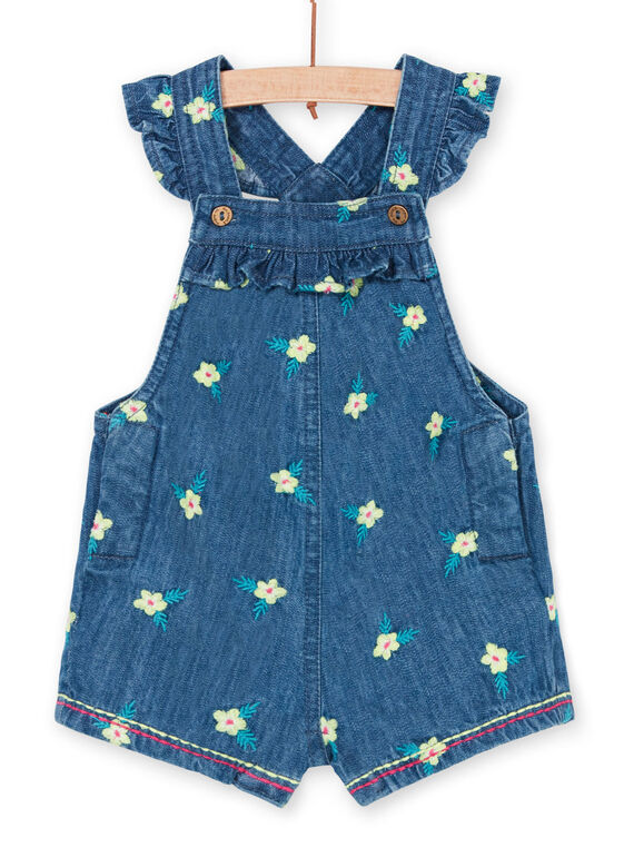 Jardineiras de ganga azul-escuro estampado florido bebé menina LIVERSAL / 21SG09Q1SALP274