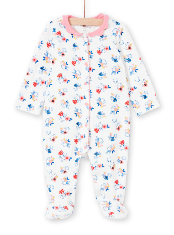 Babygro com gola recém-nascido menina cru estampado coelhos LEFIGRET2 / 21SH1357GRE001