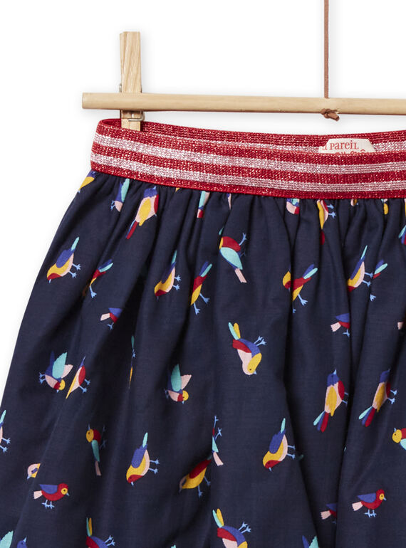 Saia reversível azul-marinho com estampados florido e pássaro menina NALUJUP1 / 22S901P1JUP070