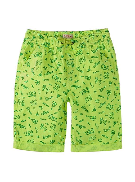 Bermudas elástico menino estampado amarelo fluorescente JOMARBER3 / 20S902P1BER103