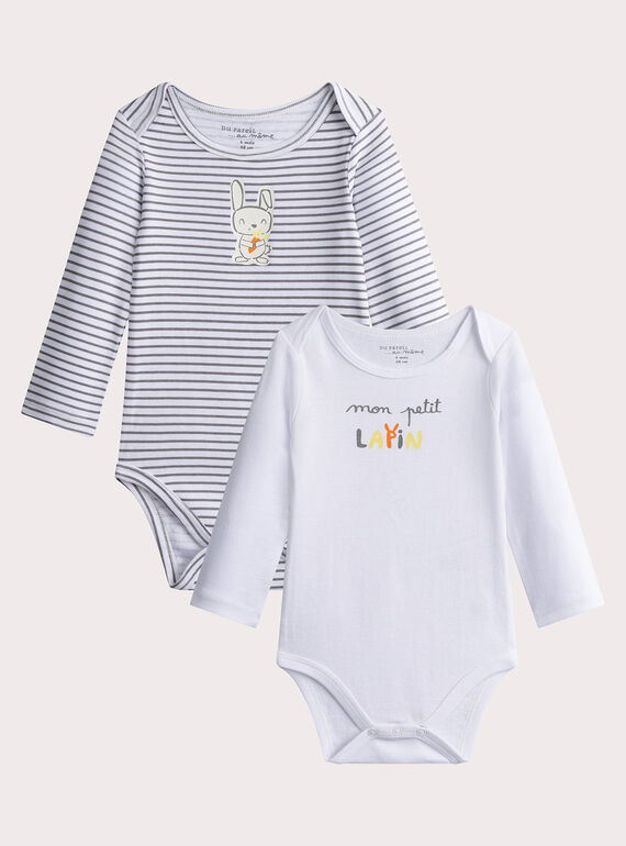 Conjunto de 2 bodys de manga comprida com padrão de coelho para menino VEGABODLAP / 24WH1484BDL000