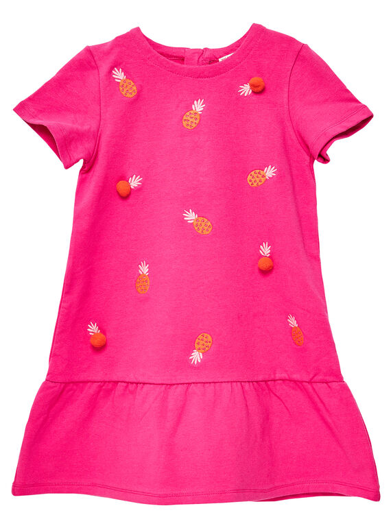 Vestido rosa em moletão bordado com ananás JAVIROB2 / 20S901D2ROBF507