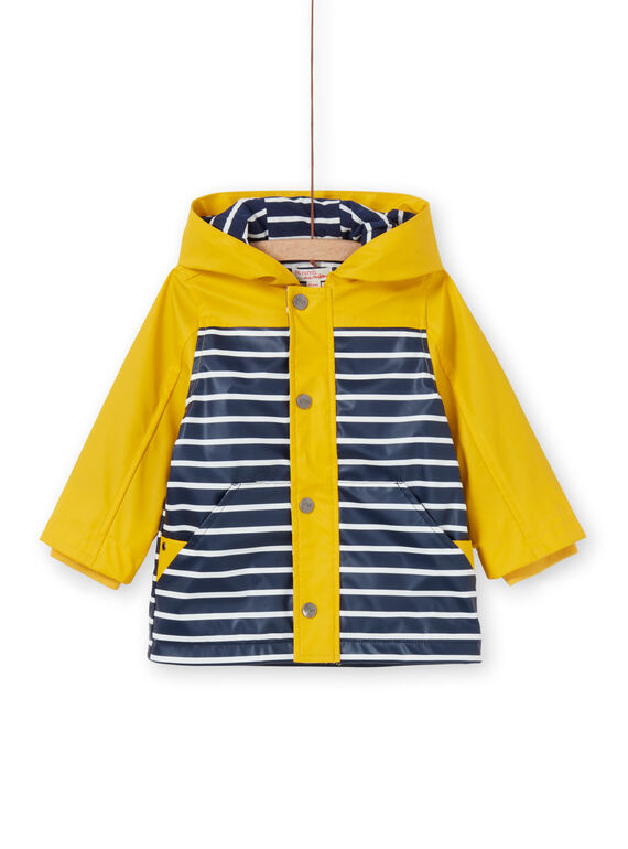 Impermeável com capuz amarelo e azul às riscas bebé menino LUGROIMP / 21SG10R1IMP106