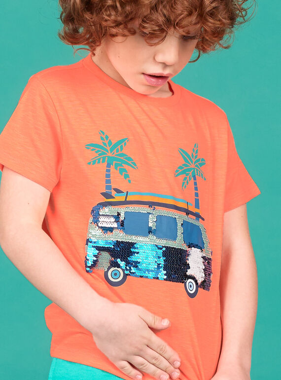 T-shirt laranja fluorescente menino LOBONTI2 / 21S902W5TMCE411