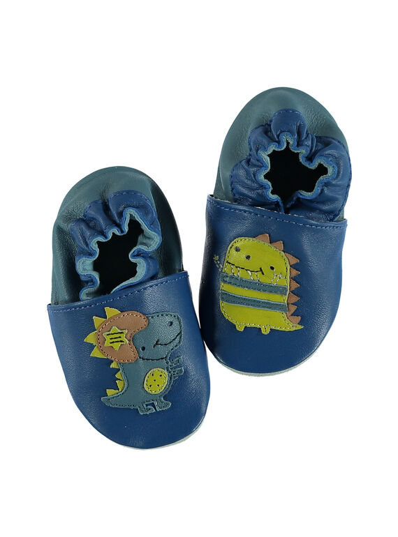 Pantufas couro flexível azul bebé menino GNGDINO / 19WK38Z4D3SC218