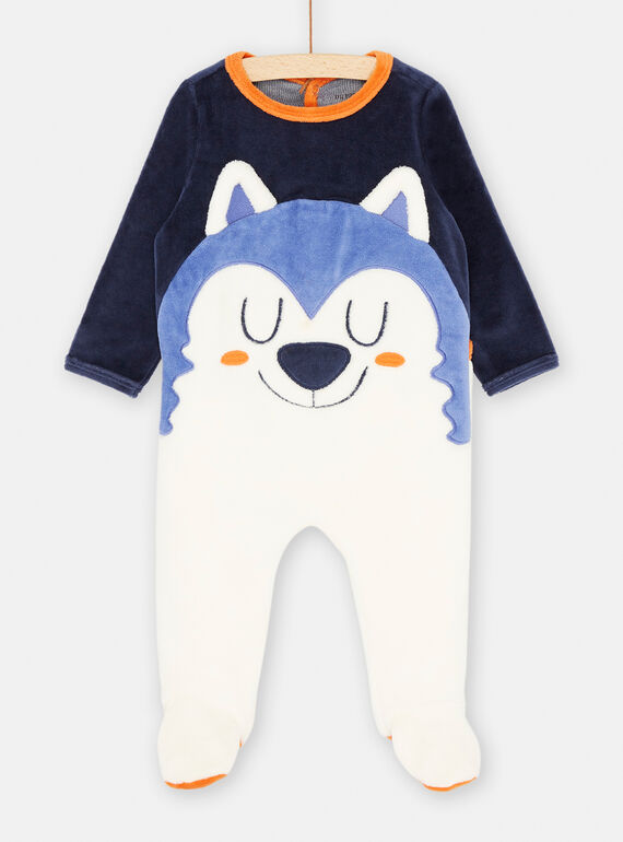 Babygro branco e azul-marinho com padrão de lobo SEGAGRELOU / 23WH1454GREH701