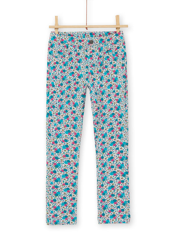 Jeggings cinzentas e rosa com estampado florido em moletão criança menina LAJOPANT2 / 21S90131D2B943