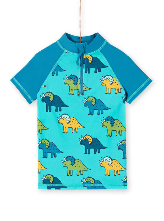 T-shirt anti-UV azul e turquesa criança menino LYOMERUVTIDIN / 21SI02D1TUVC215