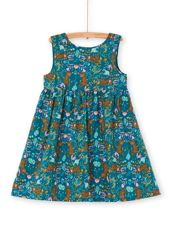 Vestido azul-pato e amarelo estampado tigre e florido LAVEROB1 / 21S901Q2ROB714