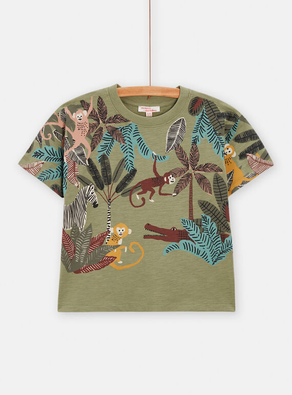 T-shirt caqui com padrão de selva para menino TOCRITI2 / 24S902L3TMC604