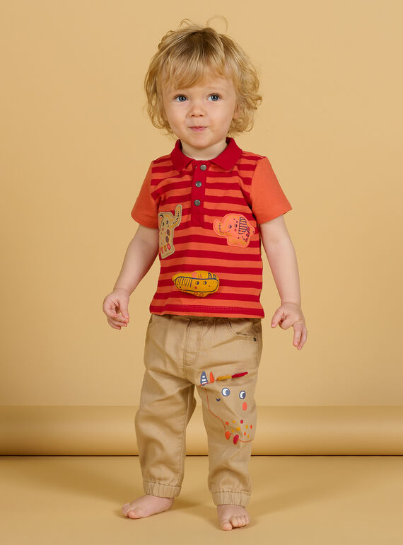 Polo laranja e vermelho às riscas bebé menino NUFLAPOL / 22SG10R1POL405