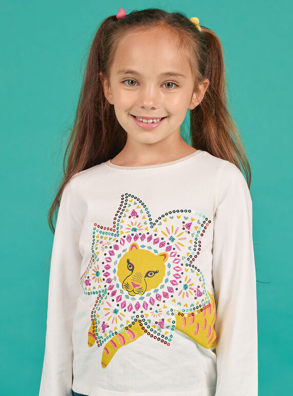 T-shirt cru e amarelo menina MATUTEE3 / 21W901K1TML001