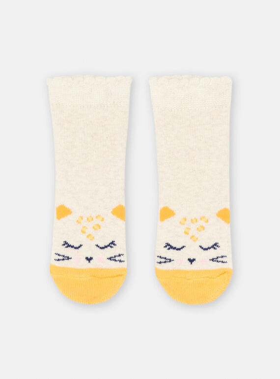 Meias bege mesclado com estampado leopardos para bebé menina SYIJOSOQB4 / 23WI09N5SOQA011