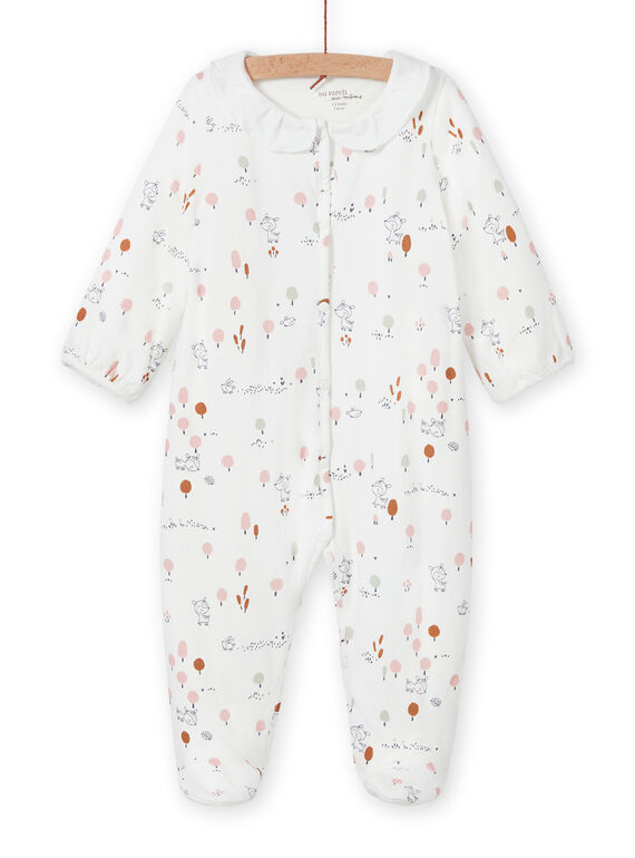 Babygro cru com folhos estampado decorativo recém-nascido unissexo MOU1GRE2 / 21WF0341GRE001