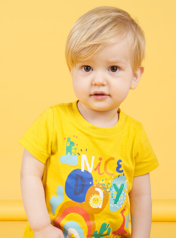 T-shirt amarela com padrões decorativos coloridos bebé menino NULUTI1 / 22SG10P1TMC106