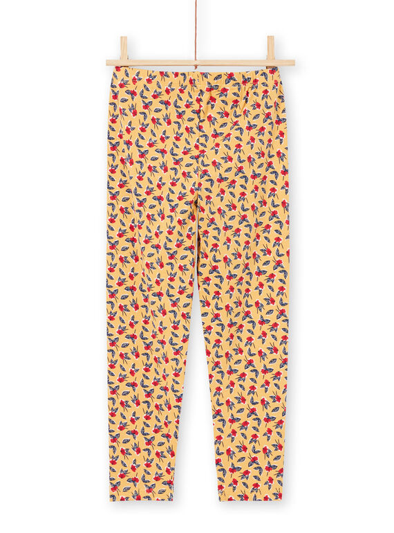 Leggings mostarda com estampado florido menina MYAMIXLEG1 / 21WI01J2CALB106