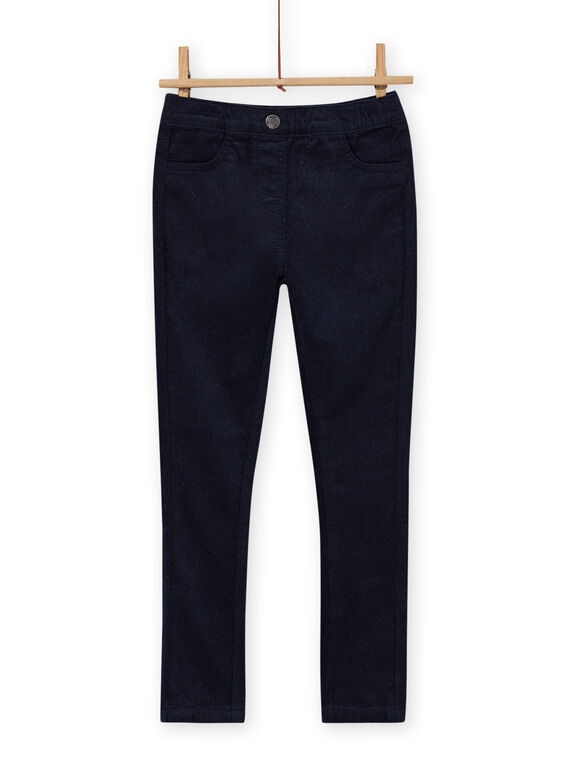 Jeggings em veludo canelado azul-marinho menina MAJOVEJEG1 / 21W901N6PAN070