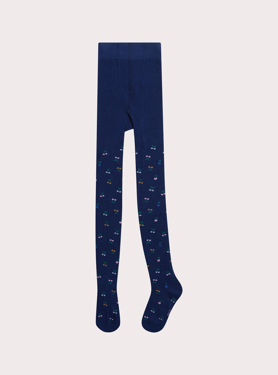 Collants azuis com padrão de cerejas para menina XYABLUCOL / 25WI01N1COL703