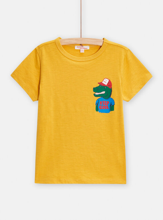 T-shirt amarela com padrão de crocodilo menino TOJOTI2 / 24S902B1TMC106
