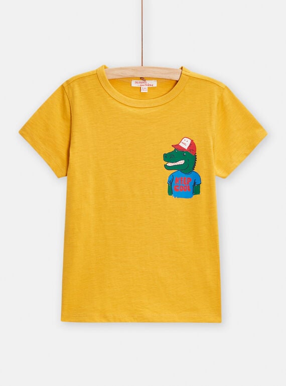 T-shirt amarela com padrão de crocodilo menino TOJOTI2 / 24S902B1TMC106