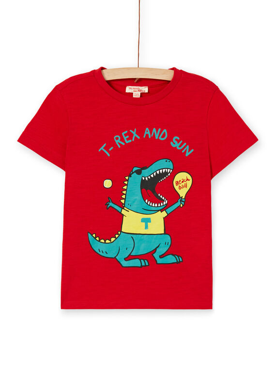 T-shirt vermelha em algodão criança menino LOJOTI4 / 21S90232TMC050