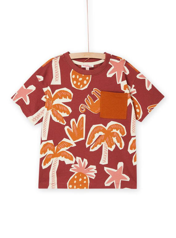 T-shirt ameixa com estampado de palmeiras ROSUMTI2 / 23S902Y2TMC709