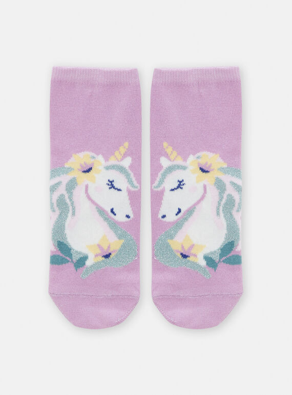 Meias lavanda com padrão de unicórnio para menina TYAPOCHO1 / 24SI0186SOQ326
