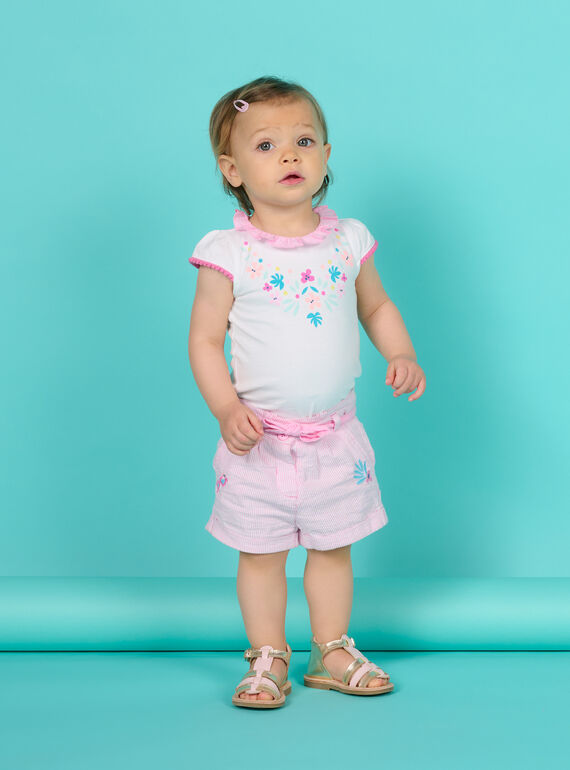 Calções rosa às riscas bebé menina NIFICSHO2 / 22SG09U1SHOD303
