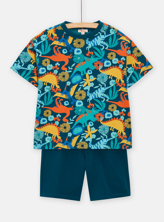 Conjunto azul-pavão com estampado de dinossauros para menino TOPLAENS2 / 24S902S2ENSC235