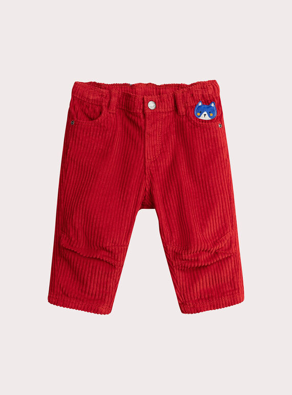 Jeans de veludo vermelho para bebê menino VUROJEAN / 24WG10P1JEA505