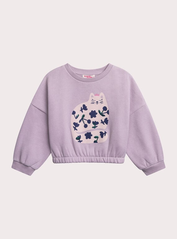 Sweat violeta com gato para menina XABLUSWEA2 / 25W901N1SWEH707
