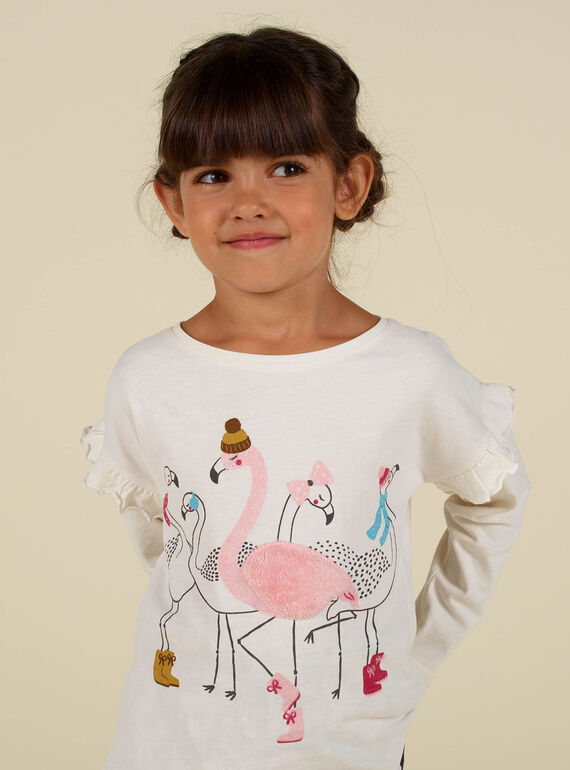 T-shirt cru mangas padrão flamingos menina MAHITEE1 / 21W901U2TML003