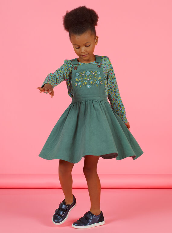 Vestido jardineiras caqui menina MAKAROB4 / 21W901I4ROB626