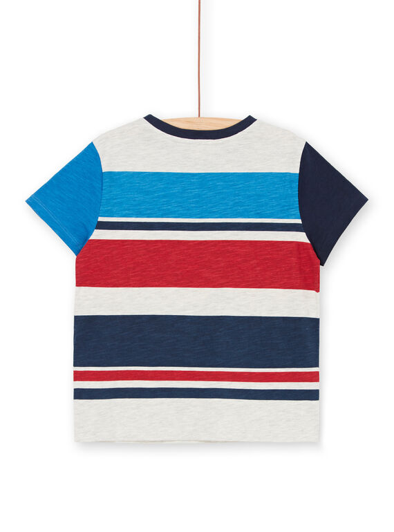 T-shirt cinzento mesclado e azul às riscas criança menino LOHATI2 / 21S902X1TMCJ920