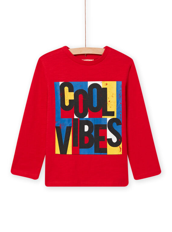 T-shirt vermelha com padrão gráfico Cool Vibes menino NOJOTEE2 / 22S90273TML050