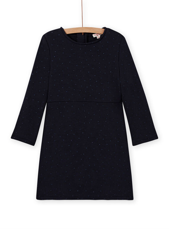 Vestido estilo patinadora azul-marinho em moletão menina MAJOLROB1 / 21W901N3ROB070