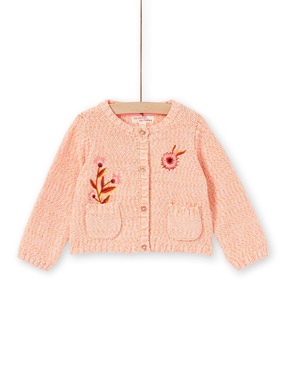 Casaco de malha rosa em tricô bebé menina LINAUCAR2 / 21SG09L1CAR318