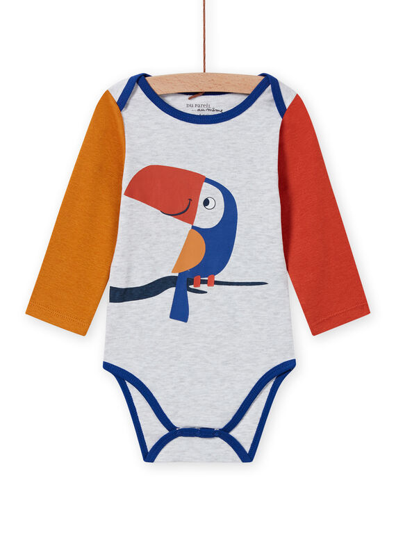 Body de mangas compridas multicor com padrão de tucano bebé menino MEGABODTOU / 21WH14C3BDLJ920