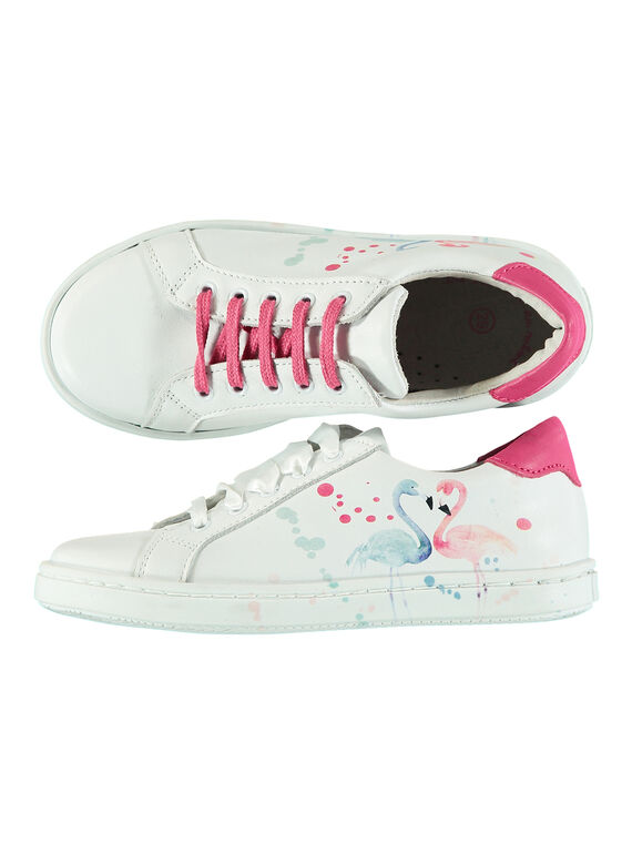 Sapatilhas citadinas de couro com estampado menina FFBASFLAM / 19SK3541D3F000