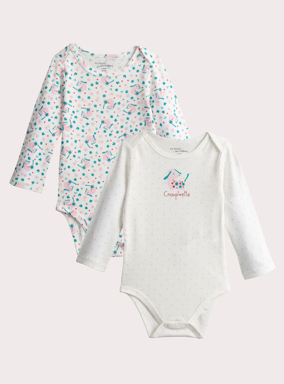 Conjunto de 2 bodys de manga comprida com estampa para menina  VEFIBODDOG / 24WH1381BDL001