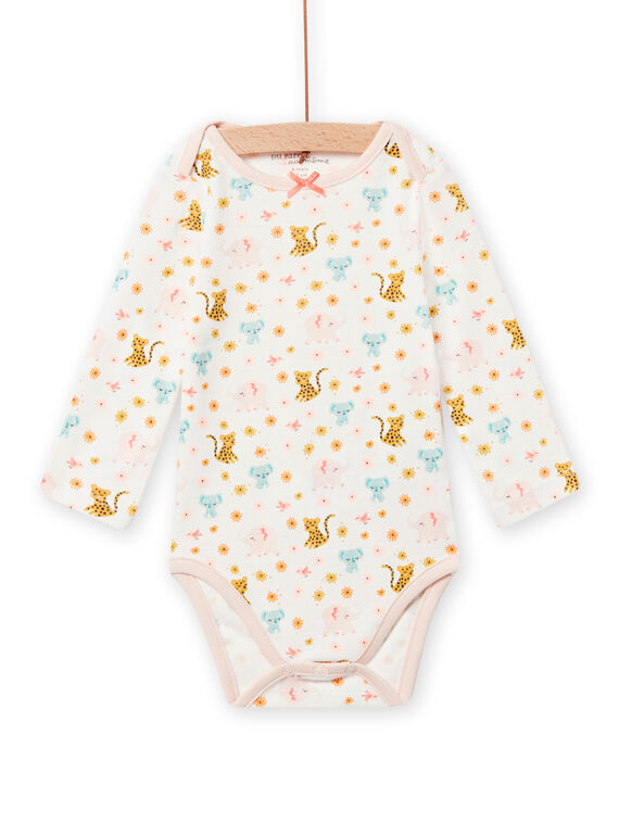 Body cru com estampado de elefantes e leopardos bebé menina NEFIBODANI / 22SH13I3BDL001